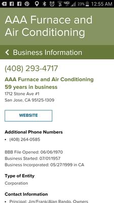 Rando AAA HVAC Inc A.K.A. AAA Furnace and Air Conditioning. Rated A+ on bbb.org