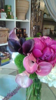 Calla lilies and peonies