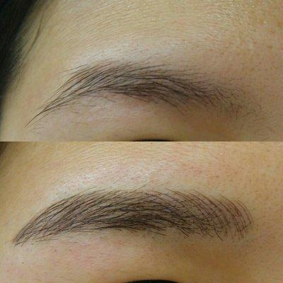 Asian natural eyebrow microblading