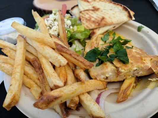 Greek food. Wild caught salmon plate ($13).