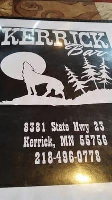 The front of the menu