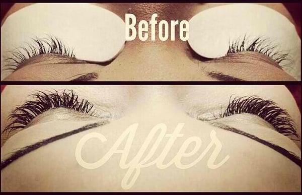Here's my before and after. I love my lash extensions!