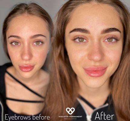 Powdery eyebrows BEFORE/AFTER