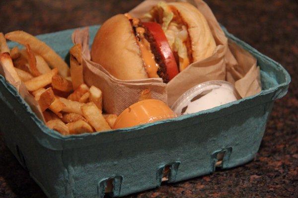 Patch Burger w/ cheese, fries & dipping sauce #BurgerPatch