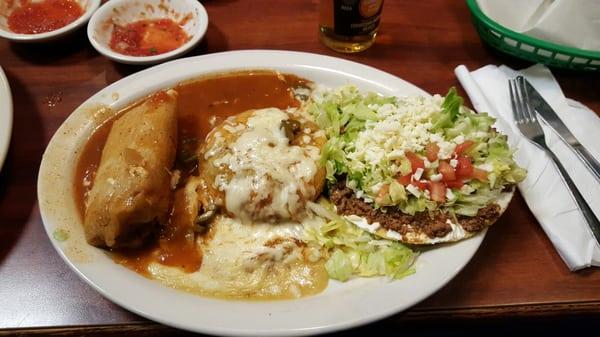 A la carte, tamale, relleno, and a tostada (although I ordered a flauta.)
