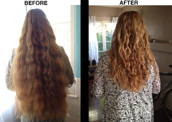 My mom's first good haircut! She didn't know she had curly hair! Thank you Ouidad Salon and Kate!