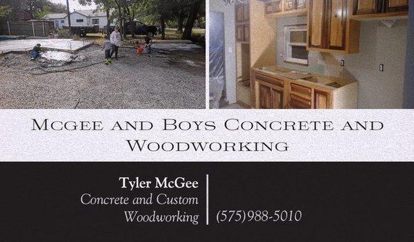Mcgee and Boys Concrete and Woodworking