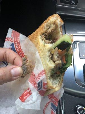 Bone in shredded chicken banh mi. other than that the banh mi was super delicious.