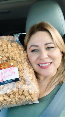 Eating I am popcorn.