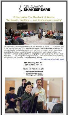 Delaware Shakespeare -- email announcement (note theater location on announcement is not the same as summer park location)