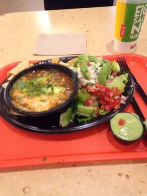 Soup and salad combo. Drink. $10