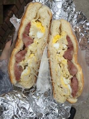 Breakfast on a roll $5