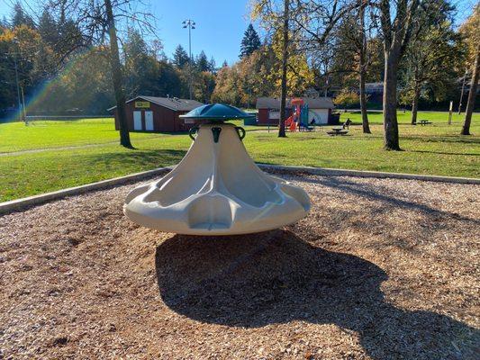 new merry-go-round isn't very fun. hard to turn.