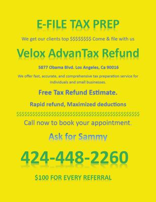 Velox Advantax Refund