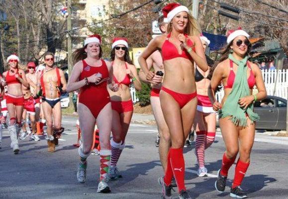 Roz did our spray tans for the Atlanta Santa Speedo Run! (Red Bikinis and red Knee-High socks)