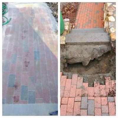 A walkway that we repaired that was caving in because the base was done incorrectly.