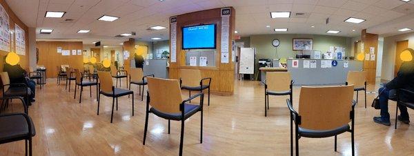 One of several waiting areas -- thank goodness socially distant and much cleaner than pre-covid!