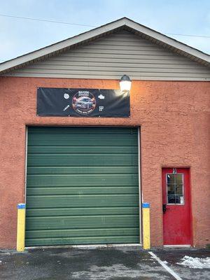 Front office and garage door.