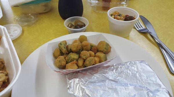 Fried Okra and Mexican Corn Salad