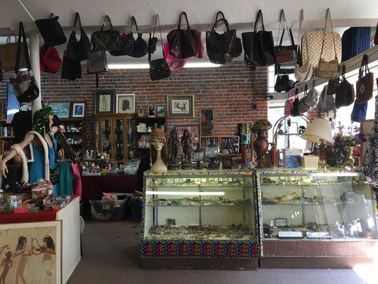 A view of the jewelry case and various accessories for sale.