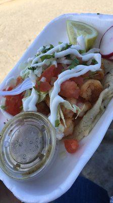 Shrimp taco - the sauce was excellent but there was too much unnecessary lettuce & tomato