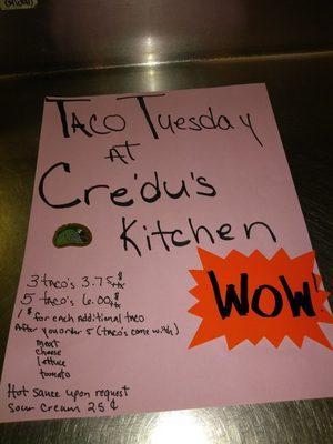 We now have Taco's every Tuesday come and enjoy