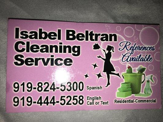 Isabel Beltran cleaning service