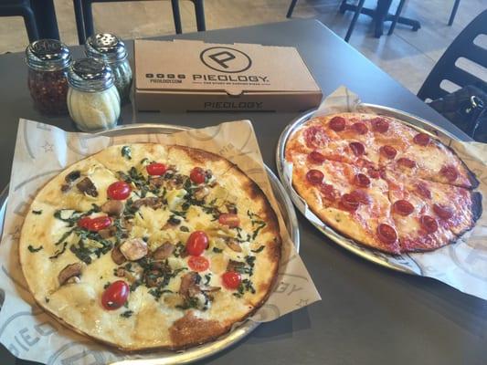 Alfredo and Pepperoni pizza