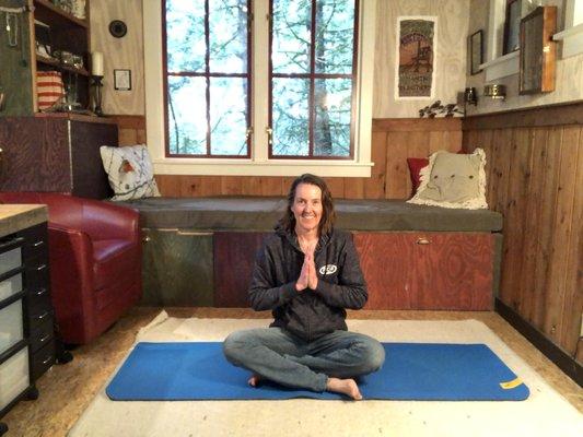 During Covid-19 times I am teaching from my treehouse in Fall City, Wa. You can join me online by signing up at www.tworiversyoga.com.