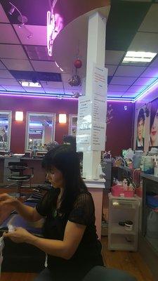 Pedicure area, signs everywhere with misspellings of services.....