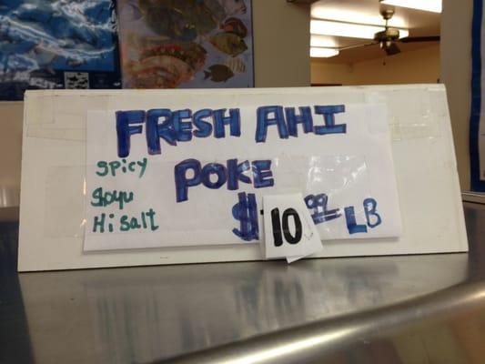 Super rare to find anymore at markets in Hawaii: fresh ahi poke made to order.