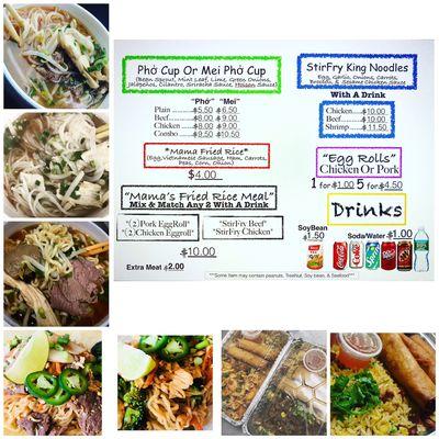 1/22/18 New Menu Added #stirfrykingnoodles comes with a #drink #shrimp #beef #chicken also add #Miephocups #soybeanmilk #startsnextweek