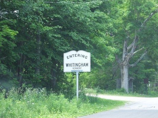Whitingham sign on Route 8A. Whitingham, VT/Heath, MA line.