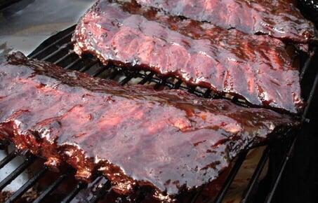 Fresh cherrywood slow smoked ribs