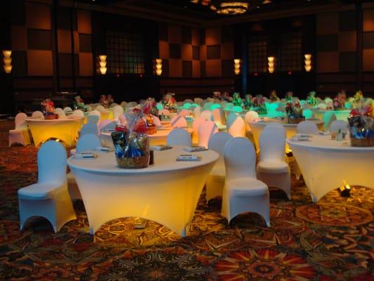 White Spandex with Up Lights.