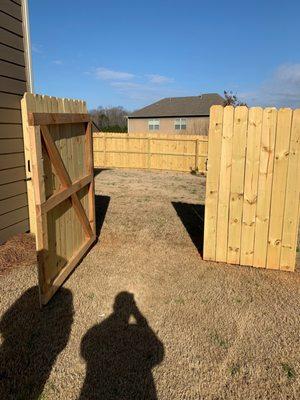 6 foot privacy fence with gate.