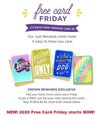 Hallmark Free Card Friday 2-21-20 through 6-26-20