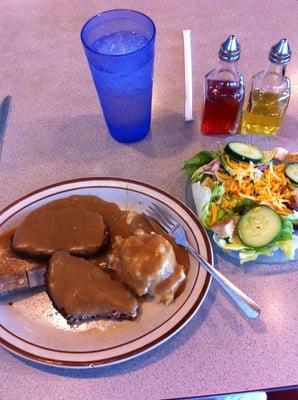 Homemade meatloaf and salad. Very tasty.