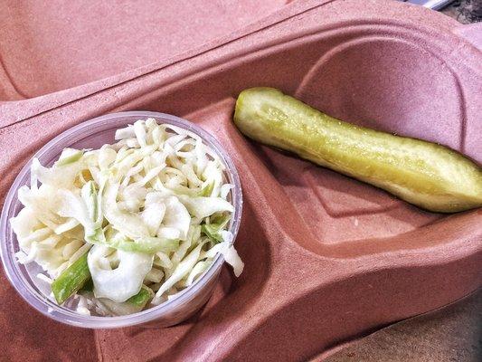 Granny Smith slaw and deli pickles