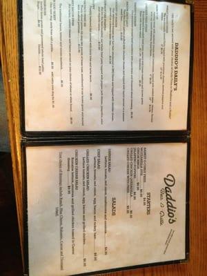 Menu but they have brick oven pizzas too!