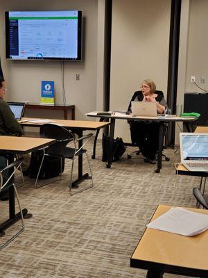 Anna teaching QuickBooks for the Northwest Indiana SBDC