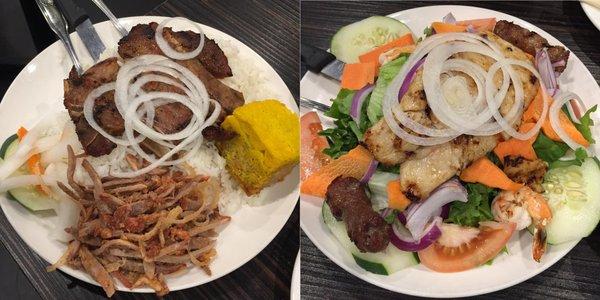 Pork Chop Triple Combo over Rice, House Special Salad