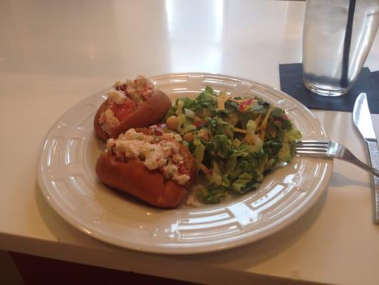 Lobster roll with salad