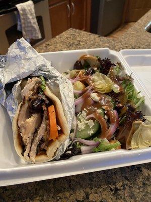Modern Greek wrap with Greek salad