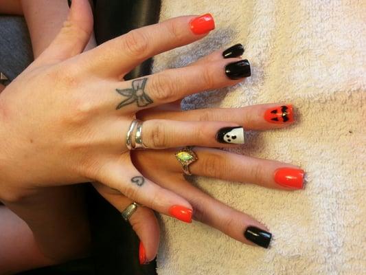 Halloween fun. .done with color acrylic and vinylux polish