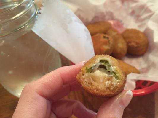 Inside of the jalapeño popper