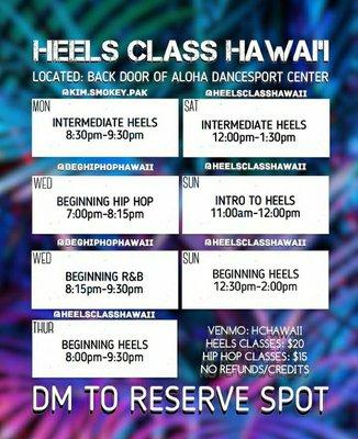 Class schedule as of October 2021