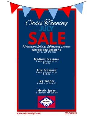 July Tanning Specials!
