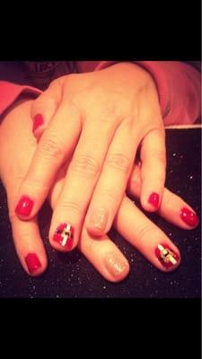 My Christmas gel nails by dawn!