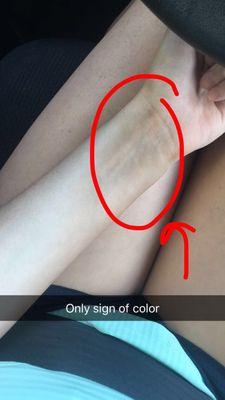 This is the result of a medium spray tan